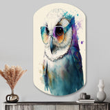 Cool White Owl With Funky Sunglasses III - Asymmetric Metal Wall Art