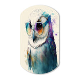 Cool White Owl With Funky Sunglasses III - Asymmetric Metal Wall Art