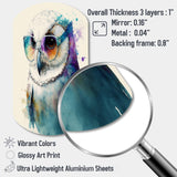 Cool White Owl With Funky Sunglasses III - Asymmetric Metal Wall Art