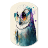 Cool White Owl With Funky Sunglasses III - Asymmetric Metal Wall Art