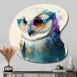 Cool White Owl With Funky Sunglasses III - Asymmetric Metal Wall Art