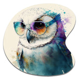 Cool White Owl With Funky Sunglasses III - Asymmetric Metal Wall Art