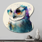 Cool White Owl With Funky Sunglasses III - Asymmetric Metal Wall Art