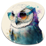 Cool White Owl With Funky Sunglasses III - Asymmetric Metal Wall Art