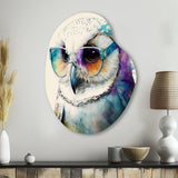 Cool White Owl With Funky Sunglasses III - Asymmetric Metal Wall Art