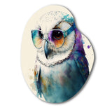 Cool White Owl With Funky Sunglasses III - Asymmetric Metal Wall Art