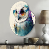 Cool White Owl With Funky Sunglasses III - Asymmetric Metal Wall Art