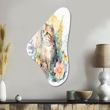 Little Kitten Surrounded By Colorful Flowers I - Asymmetric Metal Wall Art