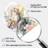 Little Kitten Surrounded By Colorful Flowers I - Asymmetric Metal Wall Art