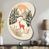 Majestic Deer In The Winter Woods I - Asymmetric Metal Wall Art