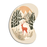 Majestic Deer In The Winter Woods I - Asymmetric Metal Wall Art