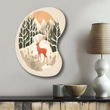 Majestic Deer In The Winter Woods I - Asymmetric Metal Wall Art