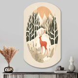 Majestic Deer In The Winter Woods I - Asymmetric Metal Wall Art