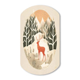 Majestic Deer In The Winter Woods I - Asymmetric Metal Wall Art