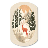 Majestic Deer In The Winter Woods I - Asymmetric Metal Wall Art