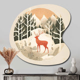 Majestic Deer In The Winter Woods I - Asymmetric Metal Wall Art