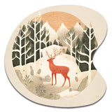 Majestic Deer In The Winter Woods I - Asymmetric Metal Wall Art