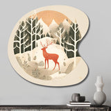 Majestic Deer In The Winter Woods I - Asymmetric Metal Wall Art