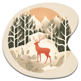 Majestic Deer In The Winter Woods I - Asymmetric Metal Wall Art