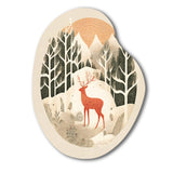 Majestic Deer In The Winter Woods I - Asymmetric Metal Wall Art