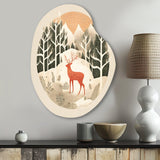 Majestic Deer In The Winter Woods I - Asymmetric Metal Wall Art