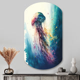 Colorful Deepsea Jellyfish V - Asymmetric Metal Wall Art