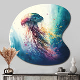 Colorful Deepsea Jellyfish V - Asymmetric Metal Wall Art