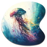 Colorful Deepsea Jellyfish V - Asymmetric Metal Wall Art