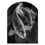 Monochrome Koi Fish - Asymmetric Metal Wall Art