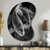 Monochrome Koi Fish - Asymmetric Metal Wall Art