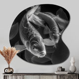 Monochrome Koi Fish - Asymmetric Metal Wall Art