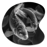 Monochrome Koi Fish - Asymmetric Metal Wall Art