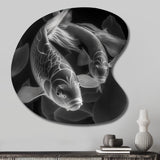 Monochrome Koi Fish - Asymmetric Metal Wall Art