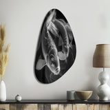 Monochrome Koi Fish - Asymmetric Metal Wall Art