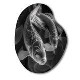 Monochrome Koi Fish - Asymmetric Metal Wall Art