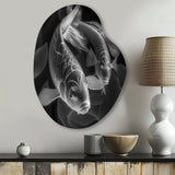 Monochrome Koi Fish - Asymmetric Metal Wall Art