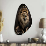 Portrait Of A Lion King I - Asymmetric Metal Wall Art