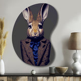 Fancy Rabbit In A Gray And Blue Suit - Asymmetric Metal Wall Art