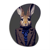 Fancy Rabbit In A Gray And Blue Suit - Asymmetric Metal Wall Art