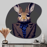 Fancy Rabbit In A Gray And Blue Suit - Asymmetric Metal Wall Art