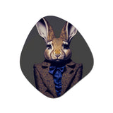 Fancy Rabbit In A Gray And Blue Suit - Asymmetric Metal Wall Art