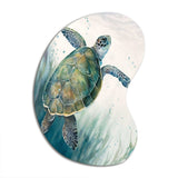 Watercolor Turtle Swimming I - Asymmetric Metal Wall Art