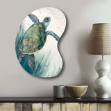 Watercolor Turtle Swimming I - Asymmetric Metal Wall Art