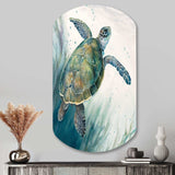 Watercolor Turtle Swimming I - Asymmetric Metal Wall Art