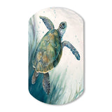 Watercolor Turtle Swimming I - Asymmetric Metal Wall Art