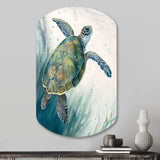 Watercolor Turtle Swimming I - Asymmetric Metal Wall Art