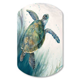 Watercolor Turtle Swimming I - Asymmetric Metal Wall Art