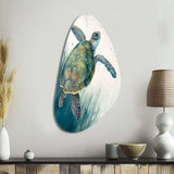 Watercolor Turtle Swimming I - Asymmetric Metal Wall Art