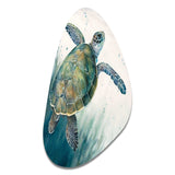 Watercolor Turtle Swimming I - Asymmetric Metal Wall Art