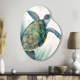 Watercolor Turtle Swimming I - Asymmetric Metal Wall Art